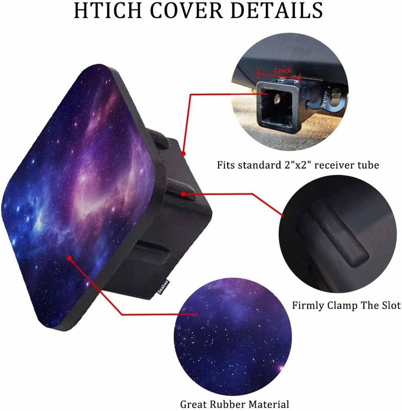 Beabes Galaxy Space Trailer Hitch Plug Cover Cosmic Star Field Universe Outer Space Rubber Receiver Hitch Cover Protects Hitch Tube Tow Hitch Accessories for 2 Inch Receivers - Image 3